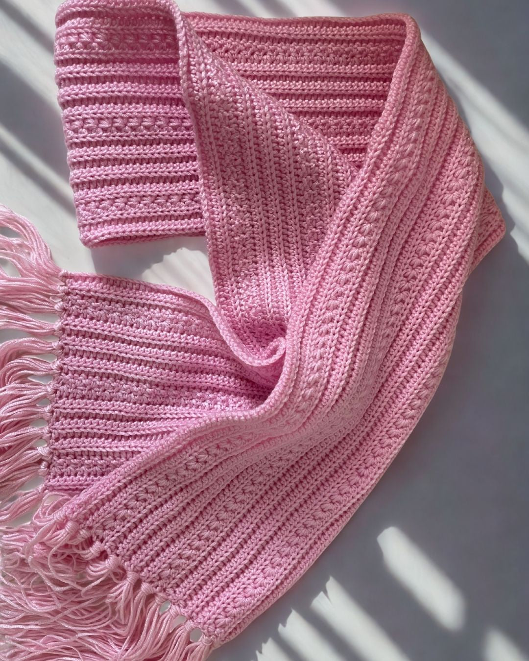Pink Hand-Crocheted Scarf
