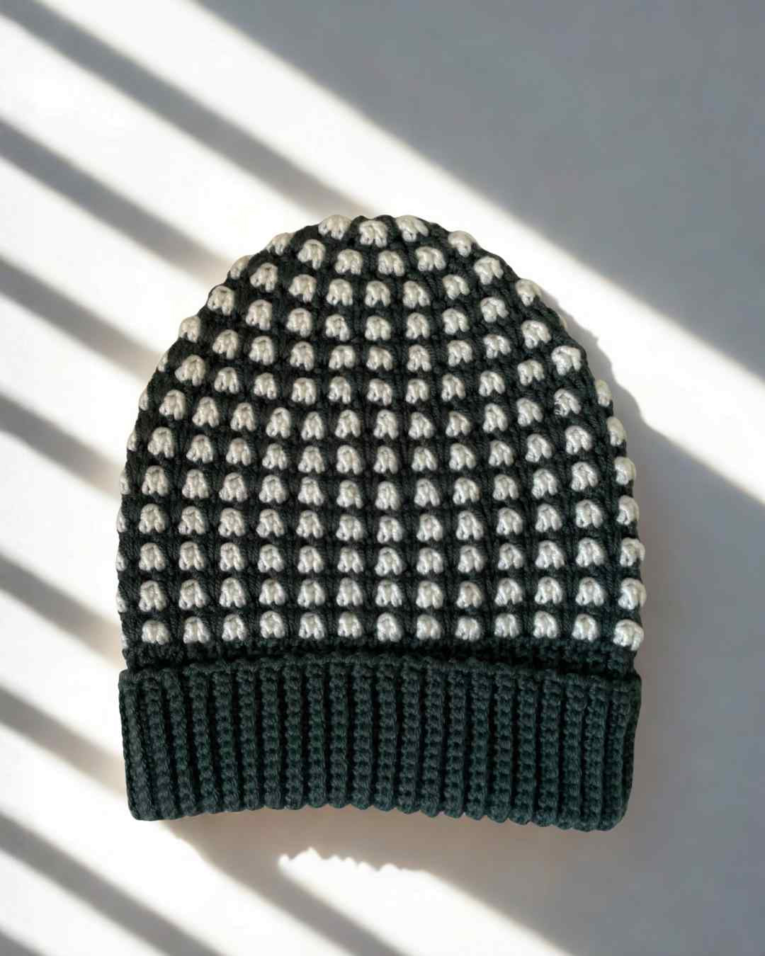 Two-Tone Bubble Stitch Beanie