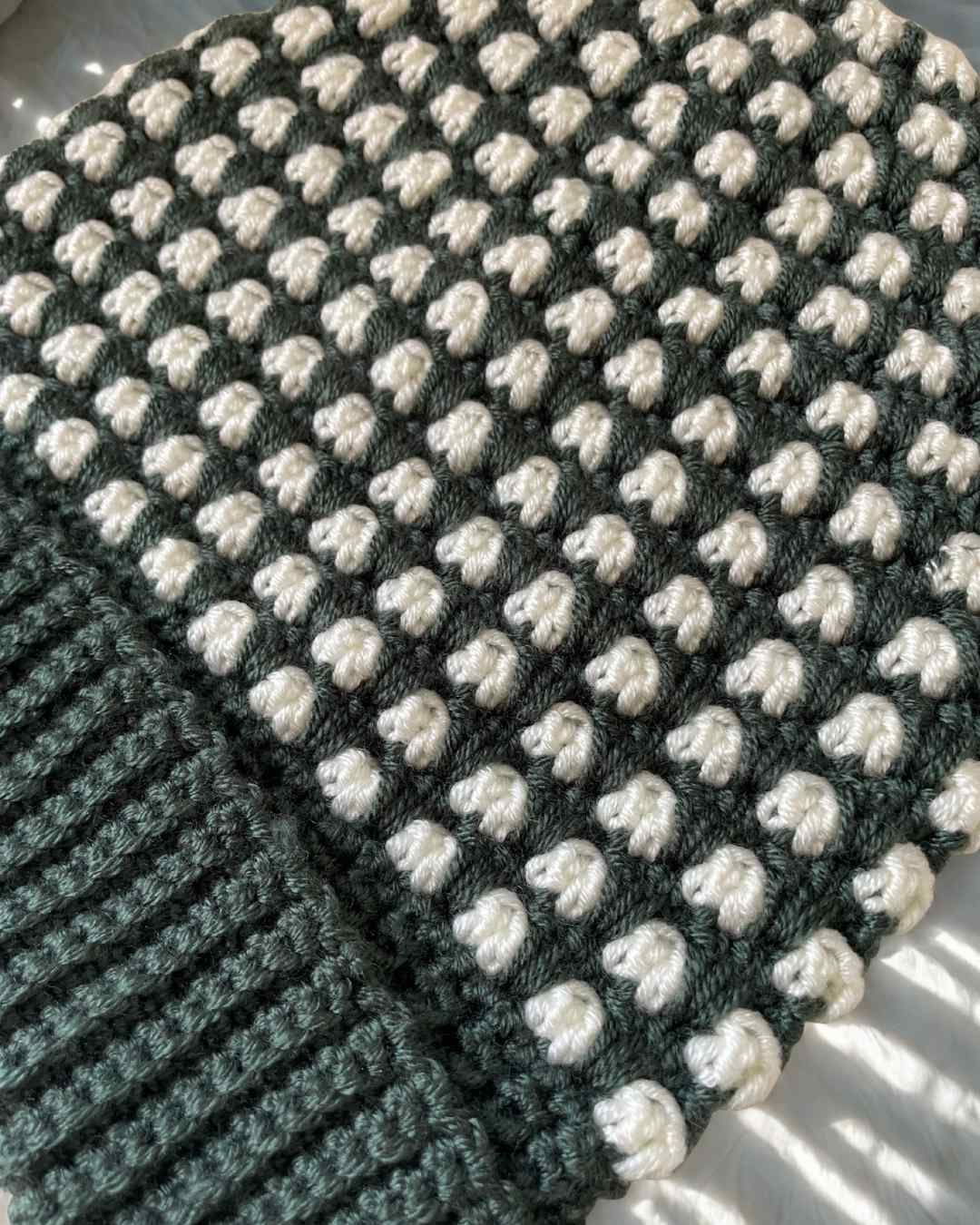 Two-Tone Bubble Stitch Beanie
